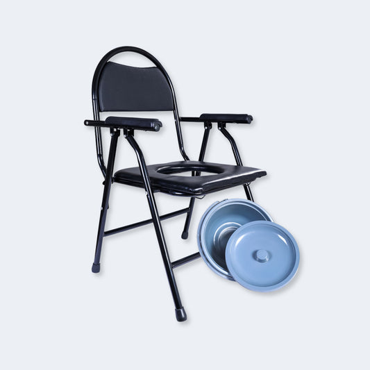 Tryfit Commode Chair With Armrest & Cushion Back Support 4-in-1