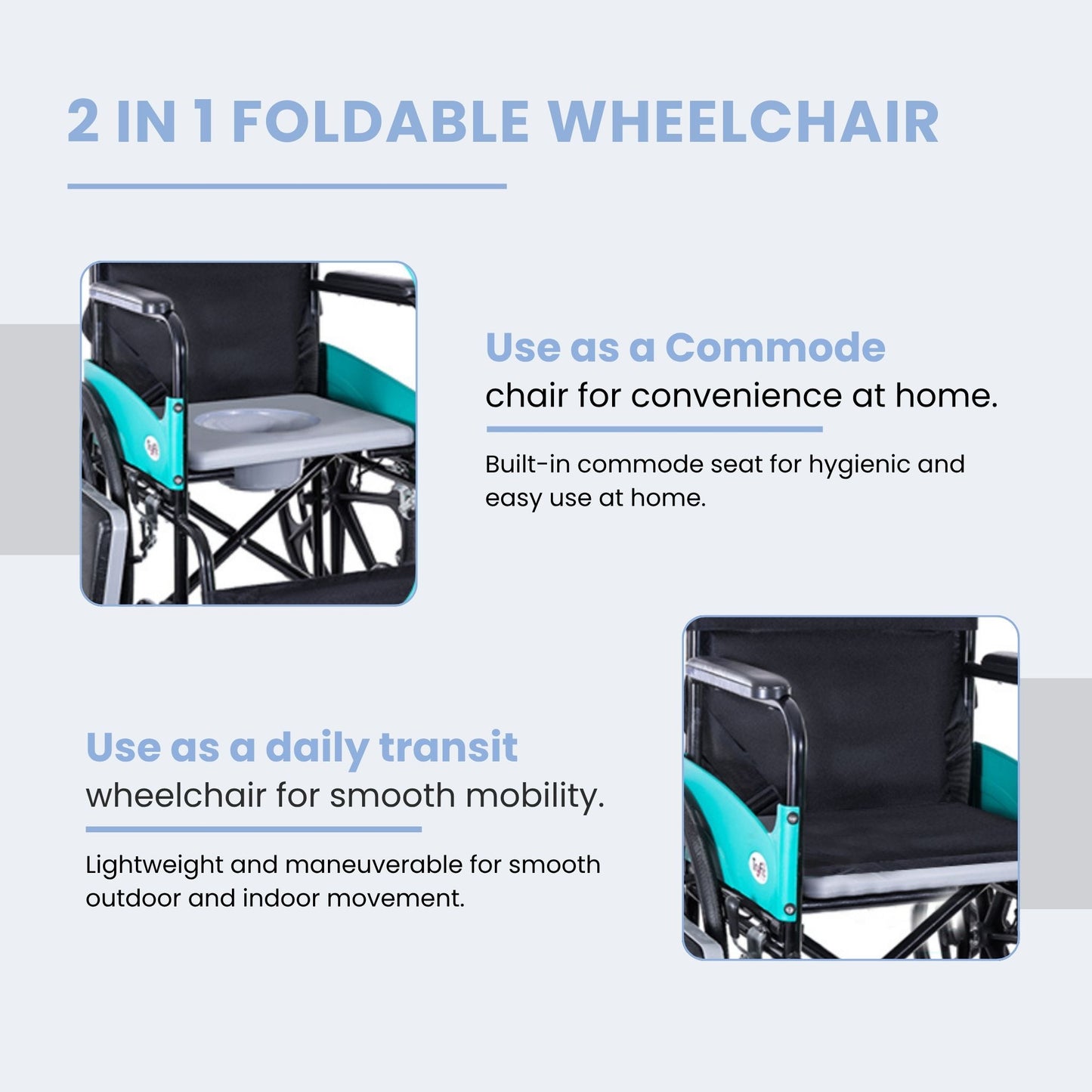 Tryfit Wheelchair with Commode | 2-in-1
