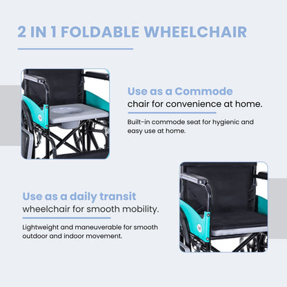 Tryfit Wheelchair with Commode | 2-in-1