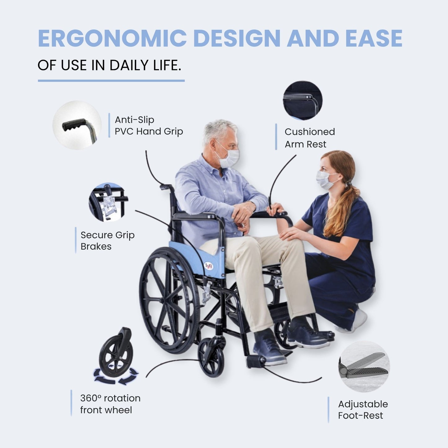Tryfit Wheelchair with Commode | 2-in-1