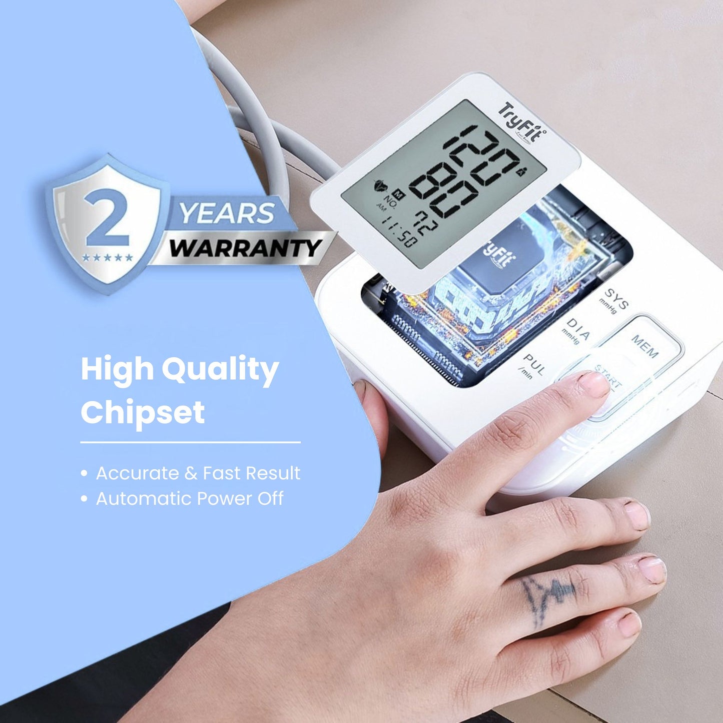 Tryfit Blood Pressure Monitor With Voice Prompt Fully Automatic