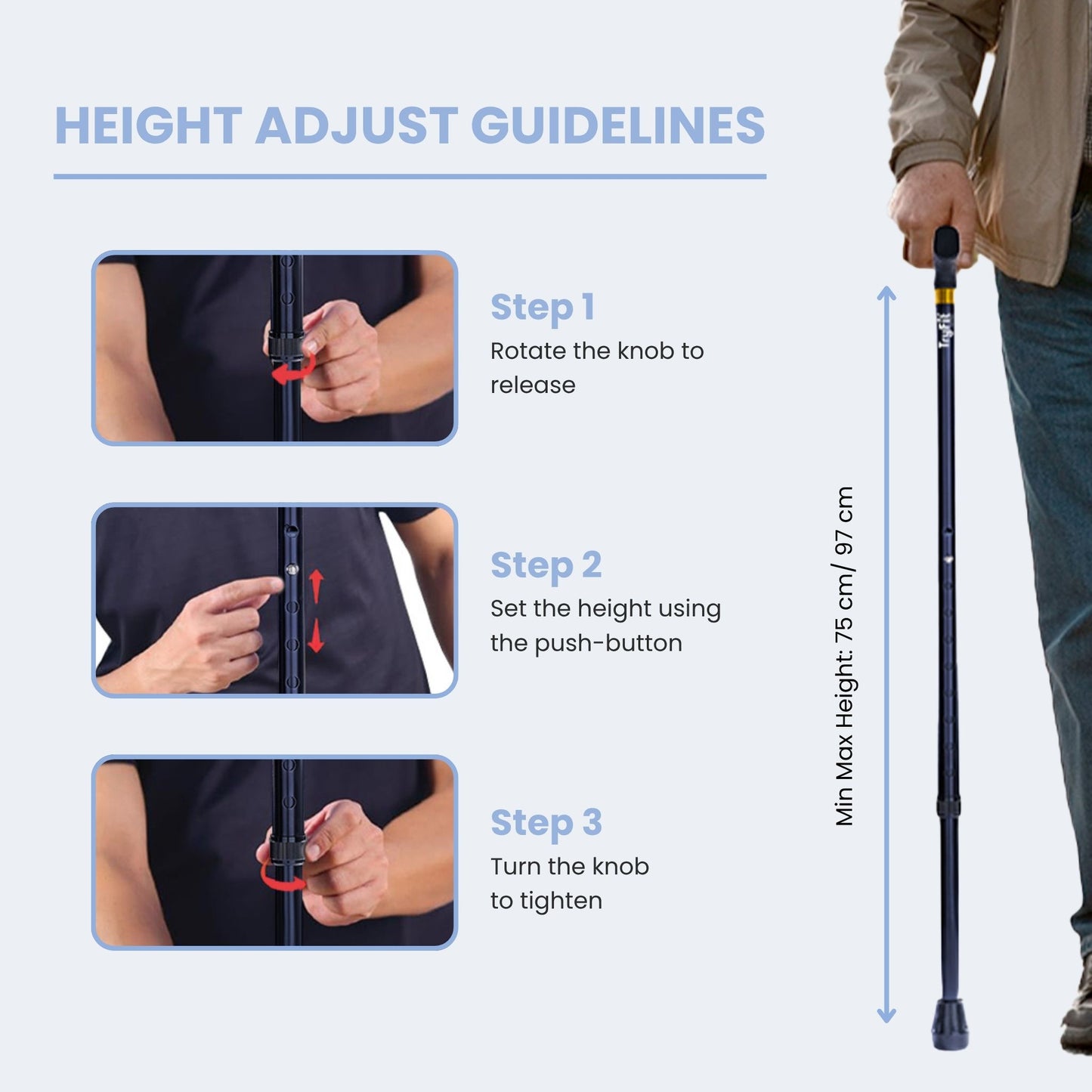 Tryfit Aluminium Walking Stick