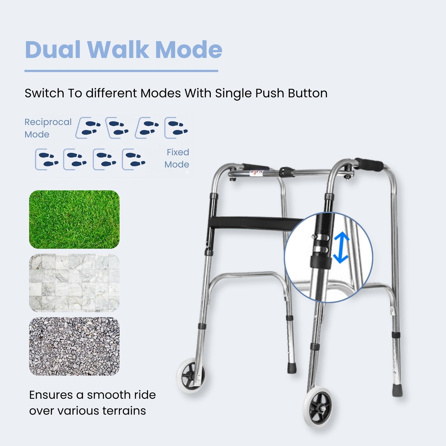 Tryfit Zigzag Walker With Wheels Stainless Steel