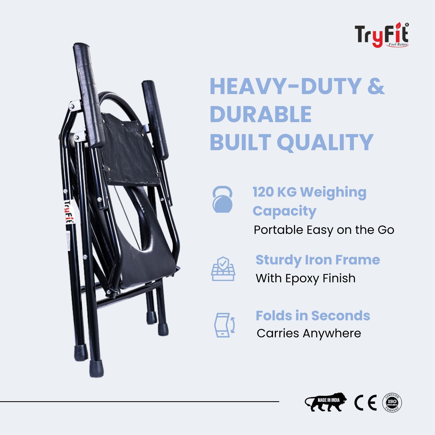Tryfit Commode Chair With Armrest & Cushion Back Support 4-in-1
