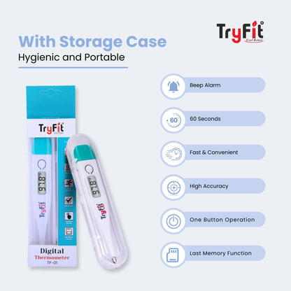 Tryfit Digital Thermometer Fast & Accurate | Dual Mode