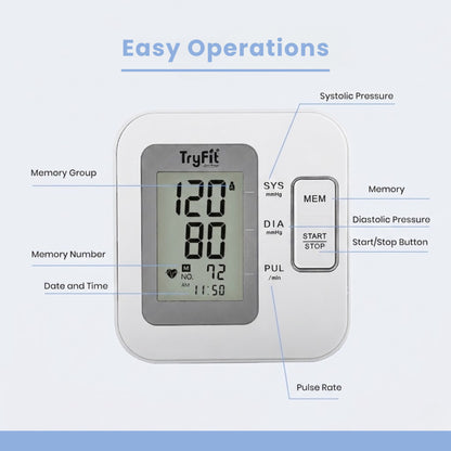 Tryfit Blood Pressure Monitor With Voice Prompt Fully Automatic