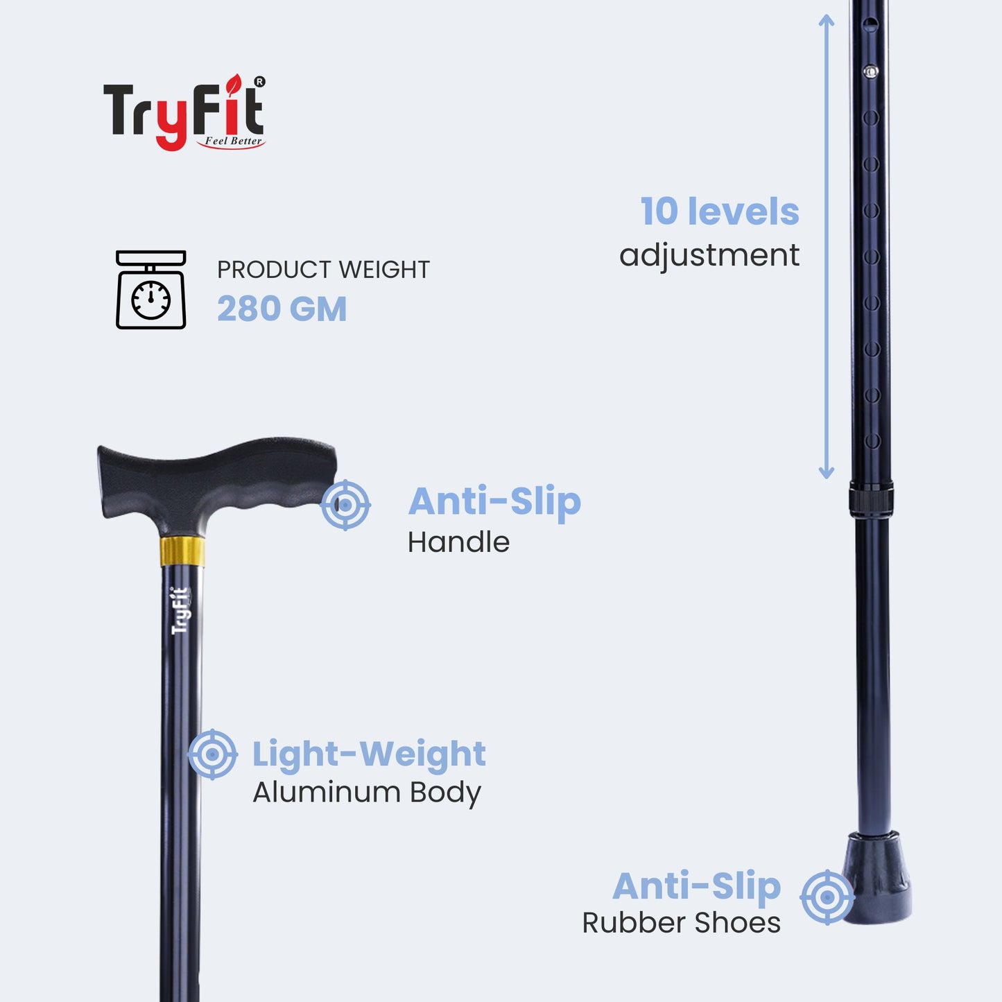 Tryfit Aluminium Walking Stick
