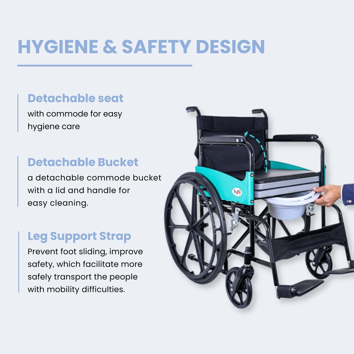 Tryfit Wheelchair with Commode | 2-in-1