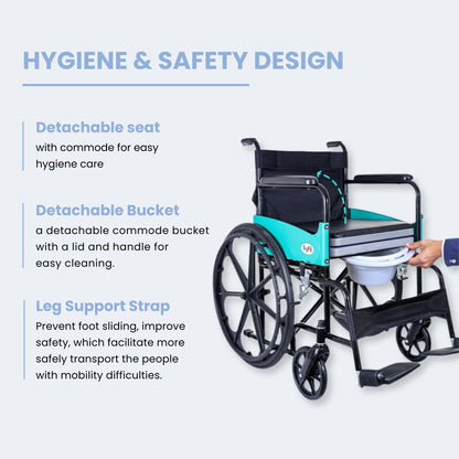 Tryfit Wheelchair with Commode | 2-in-1