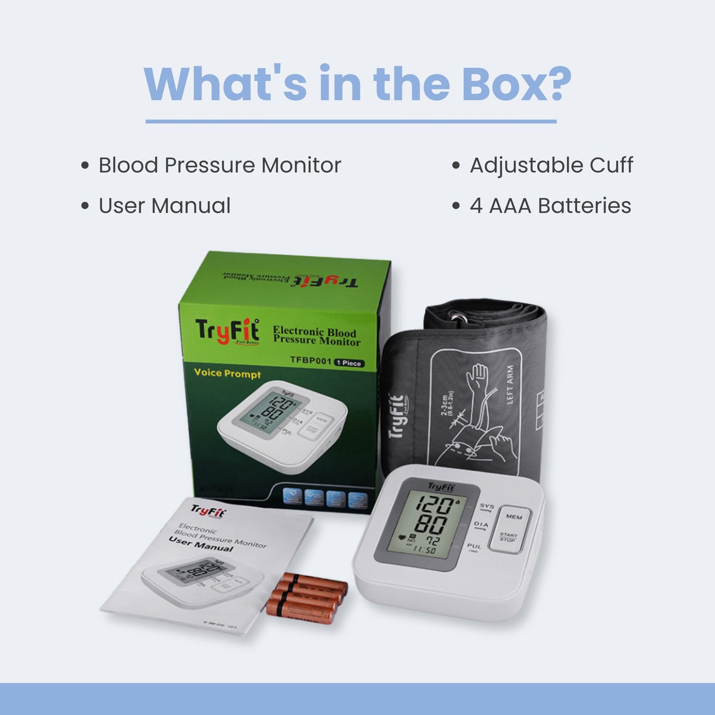 Tryfit Blood Pressure Monitor With Voice Prompt Fully Automatic