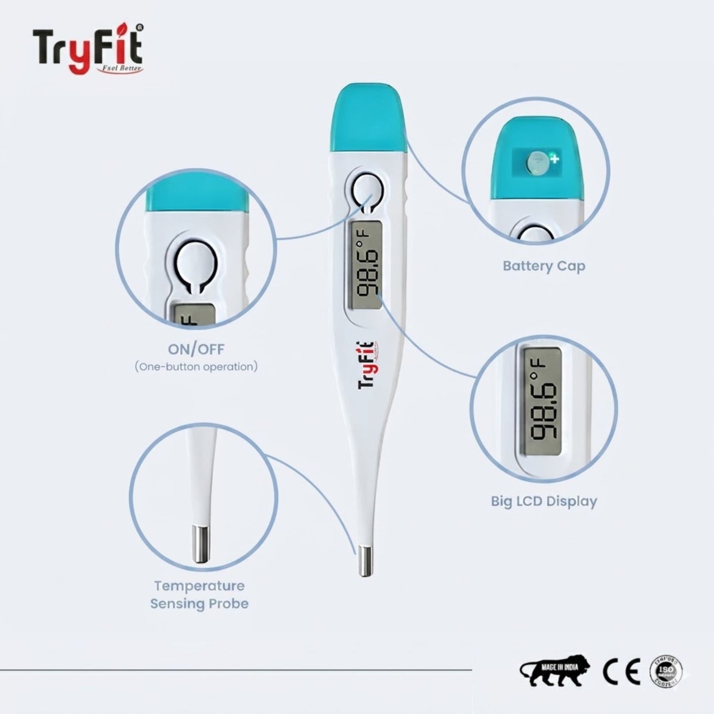 Tryfit Digital Thermometer Fast & Accurate | Dual Mode